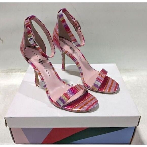 NEW in box Katy Perry Collection The Melly Pink Quartz Glitter Stripe Heels - Picture 1 of 6
